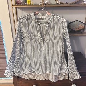 Isabel Marant Étoile cotton gauze navy and cream blouse